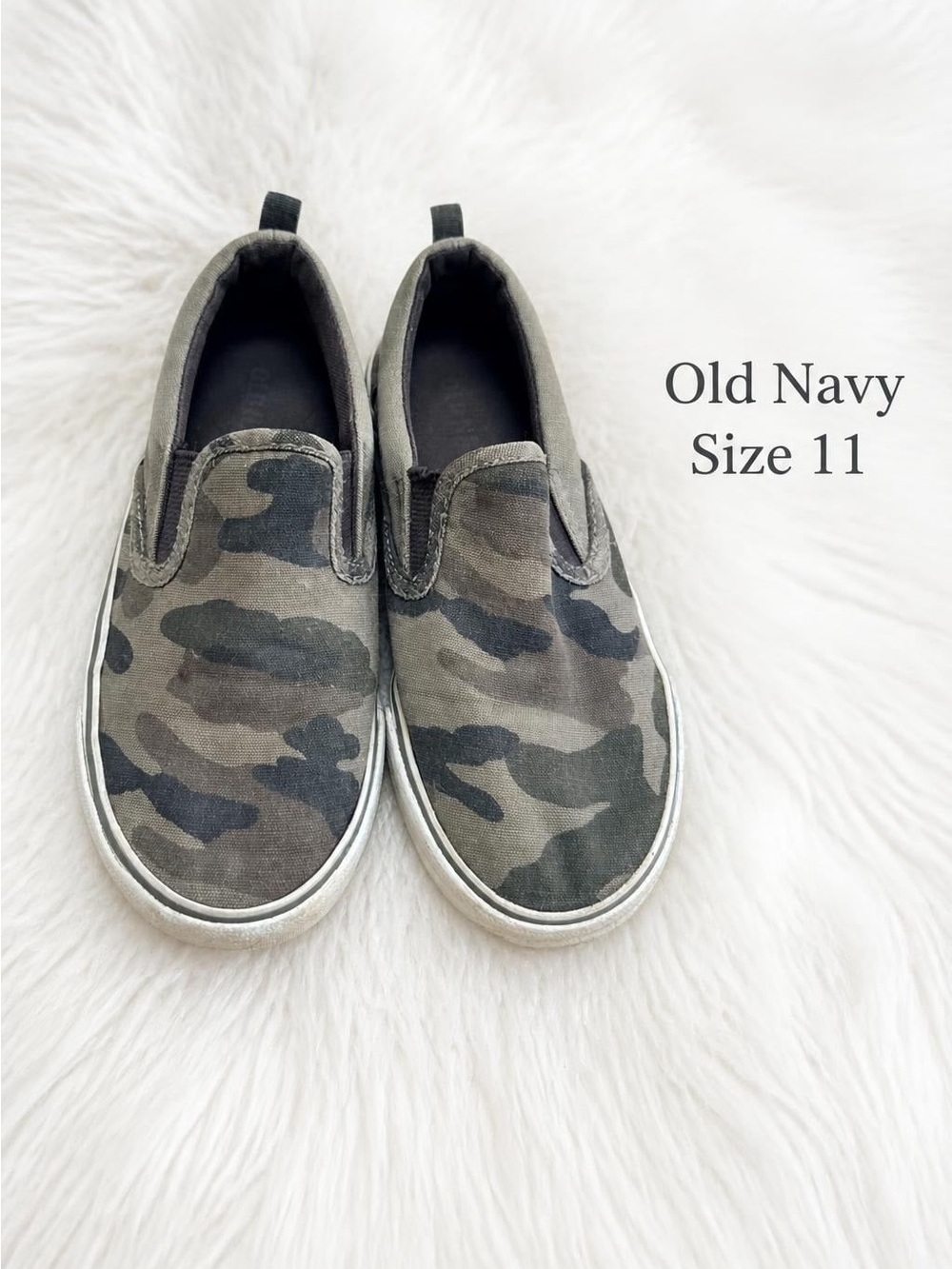 Old Navy Kids Camo Slip On Sneakers - Green, Black & Brown